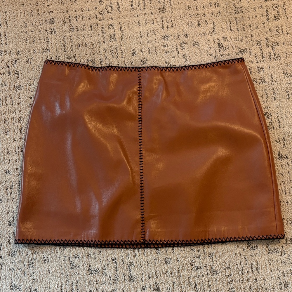 Amanda Uprichard Faux Leather Mini Skirt in chestnut Brown